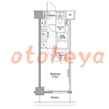 楽器可の賃貸物件 1 K 14.4万円の図面１