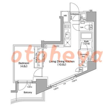 楽器可の賃貸物件 1 LDK 17.8万円の図面１
