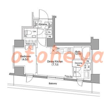 楽器可の賃貸物件 1 DK 18.1万円の図面１