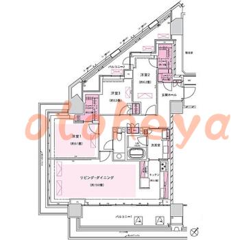 楽器可の賃貸物件 3 LDK 140万円の図面１
