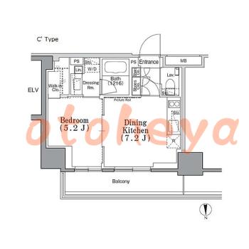 楽器可の賃貸物件 1 DK 17.6万円の図面１