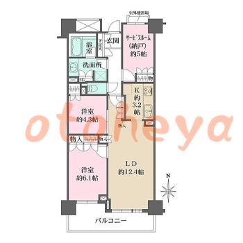 楽器可の賃貸物件 2 SLDK 28.5万円の図面１