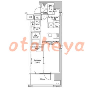 グランドピアノ可の賃貸物件 1 SLDK 19.2万円の図面１