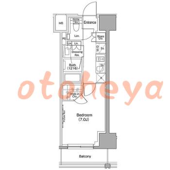 楽器可の賃貸物件 1 K 11.8万円の図面１