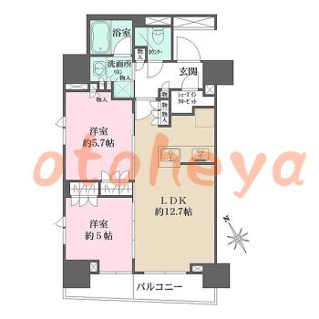 楽器可の賃貸物件 2 LDK 32.5万円の図面１