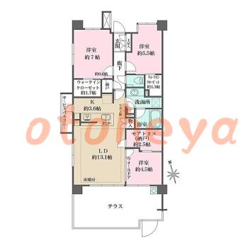 防音室のある楽器可 賃貸物件 3 LDK 23万円の図面１