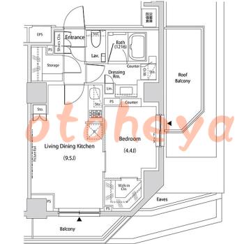 楽器可の賃貸物件 1 LDK 21.9万円の図面１