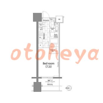 楽器可の賃貸物件 1 K 15.5万円の図面１