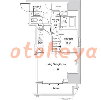 楽器可の賃貸物件 1 LDK 22.9万円の図面１