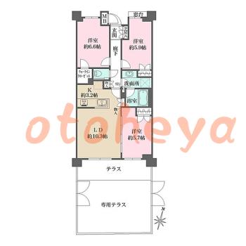 物件 3 LDK 27.3万円の図面１