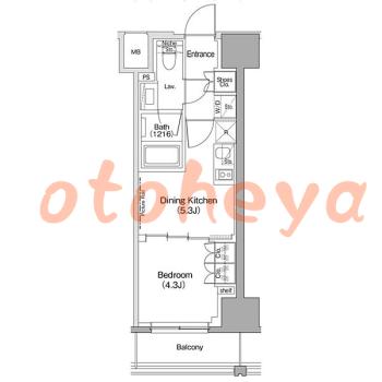 楽器可の賃貸物件 1 DK 12万円の図面１