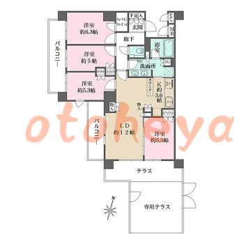 楽器可の賃貸物件 4 LDK 37.8万円の図面１