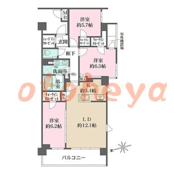 物件 3 LDK 35.3万円の図面１
