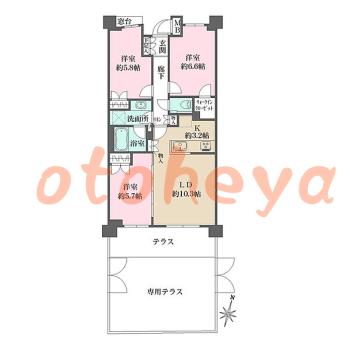 物件 3 LDK 27.3万円の図面１