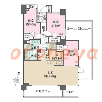 防音室のある楽器可 賃貸物件 3 LDK 37.4万円の図面１