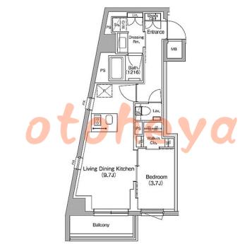 楽器可の賃貸物件 1 LDK 17万円の図面１