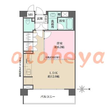 防音室のある楽器可 賃貸物件 1 LDK 13.5万円の図面１