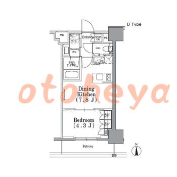 楽器可の賃貸物件 1 DK 18万円の図面１