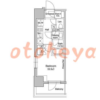 楽器可の賃貸物件 1 K 12万円の図面１
