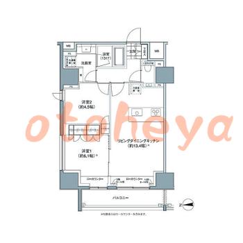 グランドピアノ可の賃貸物件 2 LDK 26万円の図面1