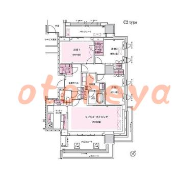 楽器可の賃貸物件 3 LDK 105万円の図面１