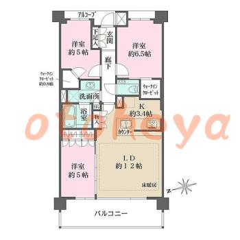 グランドピアノ可の賃貸物件 3 LDK 27.5万円の図面１