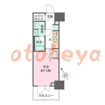 防音室のある楽器可 賃貸物件 1 K 13.7万円の図面１