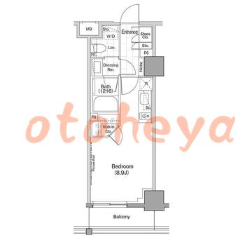 楽器可の賃貸物件 1 R 13万円の図面１