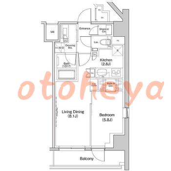 グランドピアノ可の賃貸物件 1 LDK 19.5万円の図面１