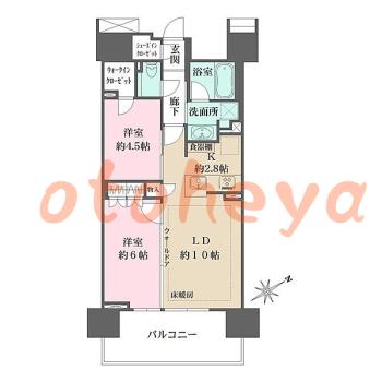 防音室のある楽器可 賃貸物件 2 LDK 15万円の図面１