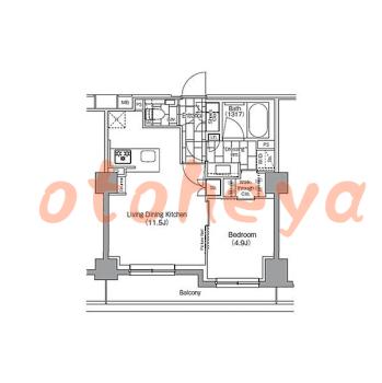 楽器可の賃貸物件 1 LDK 23.1万円の図面１