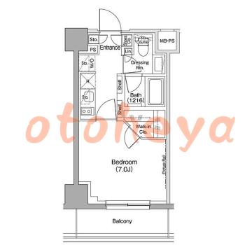 楽器可の賃貸物件 1 K 10.7万円の図面１