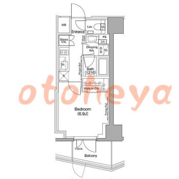 楽器可の賃貸物件 1 K 12.2万円の図面１