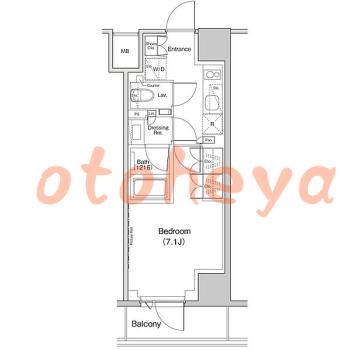 楽器可の賃貸物件 1 K 12.5万円の図面１