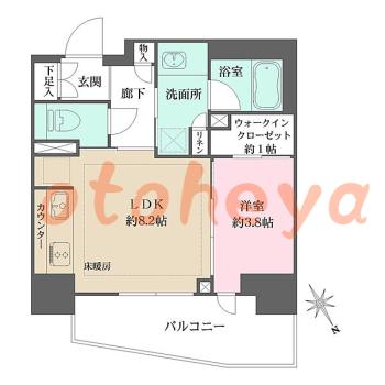 防音室のある楽器可 賃貸物件 1 LDK 15.9万円の図面１