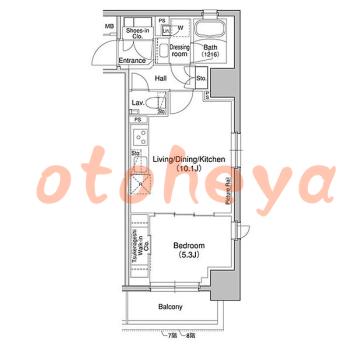 楽器可の賃貸物件 1 LDK 20万円の図面１