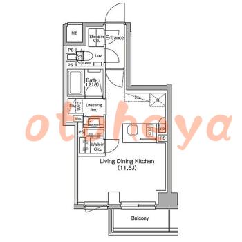 楽器可の賃貸物件 1 R 14.5万円の図面１