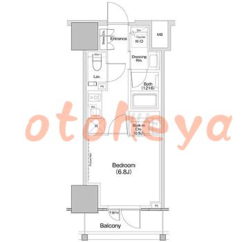 グランドピアノ可の賃貸物件 1 K 12万円の図面１