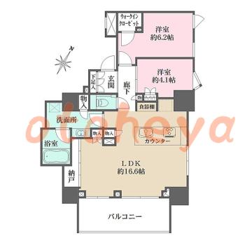 防音室のある楽器可 賃貸物件 2 LDK 25万円の図面１