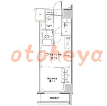 楽器可の賃貸物件 1 DK 13万円の図面１
