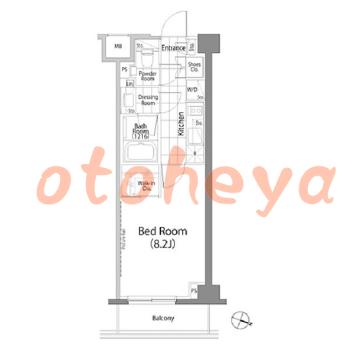 楽器可の賃貸物件 1 K 12.4万円の図面１