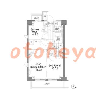 グランドピアノ可の賃貸物件 1 SLDK 23.5万円の図面１