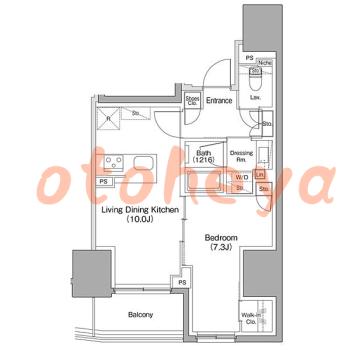 楽器可の賃貸物件 1 LDK 25万円の図面１