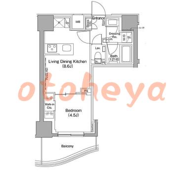 楽器可の賃貸物件 1 LDK 17万円の図面１