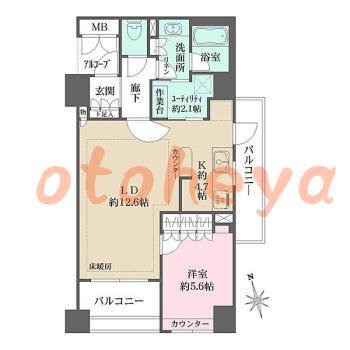 グランドピアノ可の賃貸物件 1 LDK 23万円の図面１