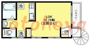 防音室のある楽器可 賃貸物件 1 LDK 8.5万円の図面１