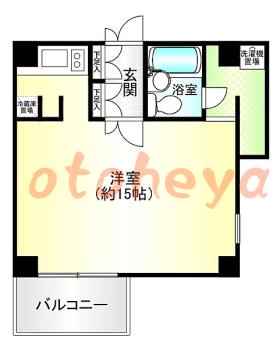 防音室のある楽器可 賃貸物件 1 K 9万円の図面１