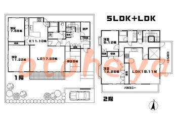 防音室のある楽器可 賃貸物件 5 LDK 50万円の図面１