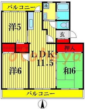 reikin物件 3LDK 8.5万円の図面１