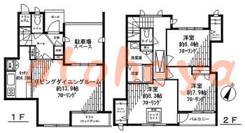 楽器可の賃貸物件 3 LDK 29万円の図面１